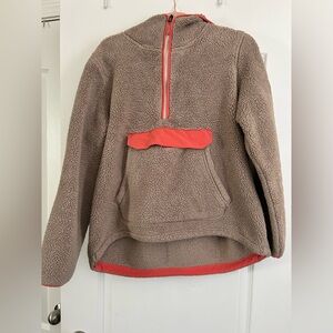 Tan and Coral Quarterzip Fleece Jacket